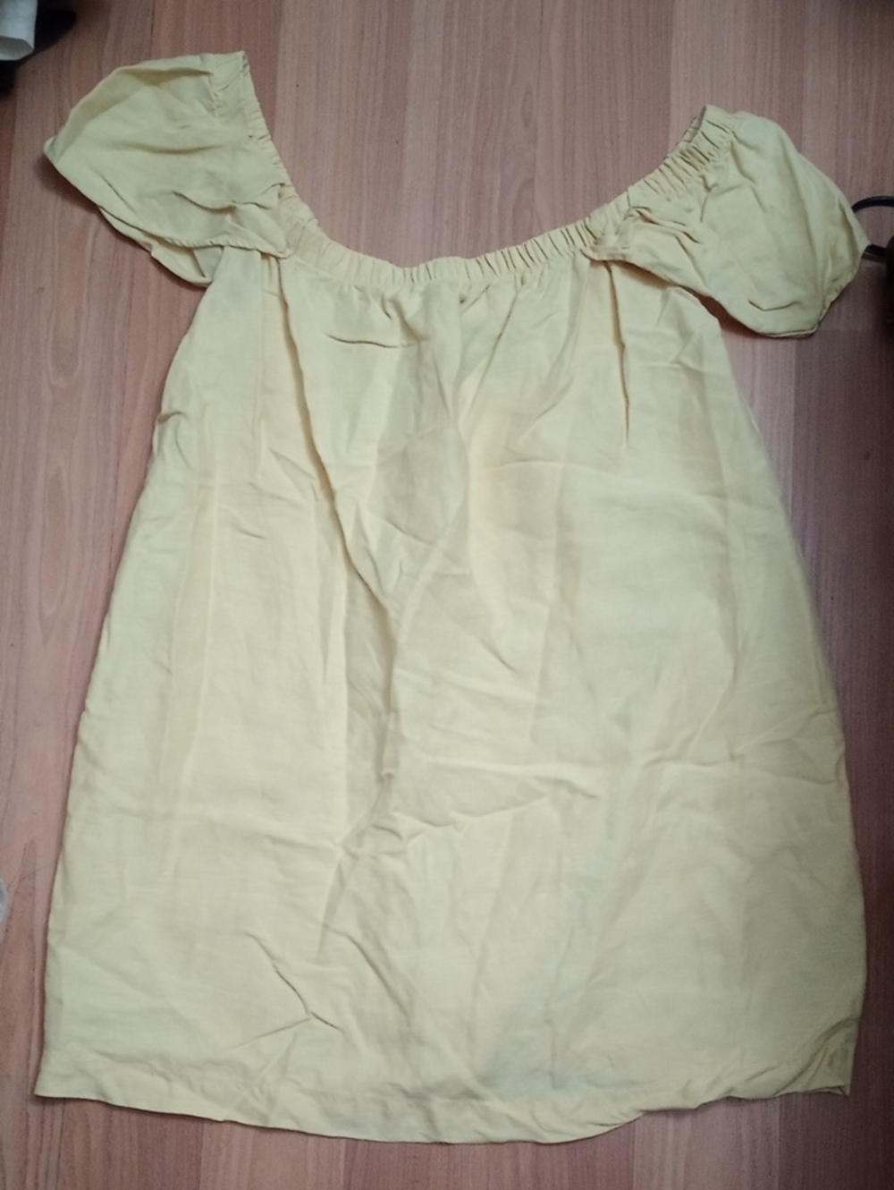 Reformation Yellow Off-Shoulder Puff Sleeve Dress